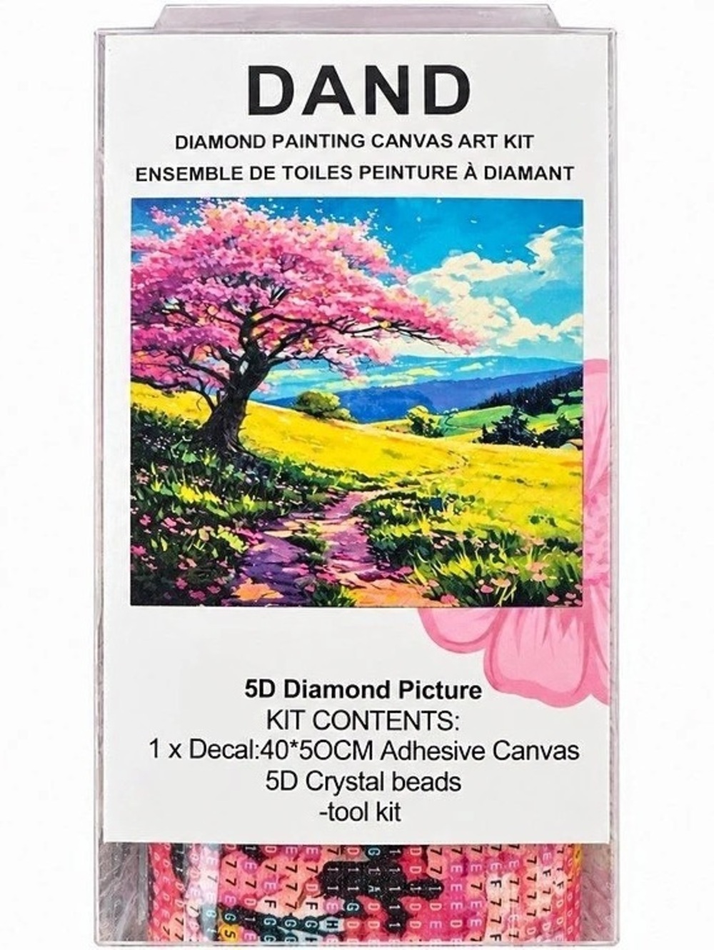 DAND Cherry Blossom Landscape 5D Diamond Painting Canvas Art Kit Pink & Blue